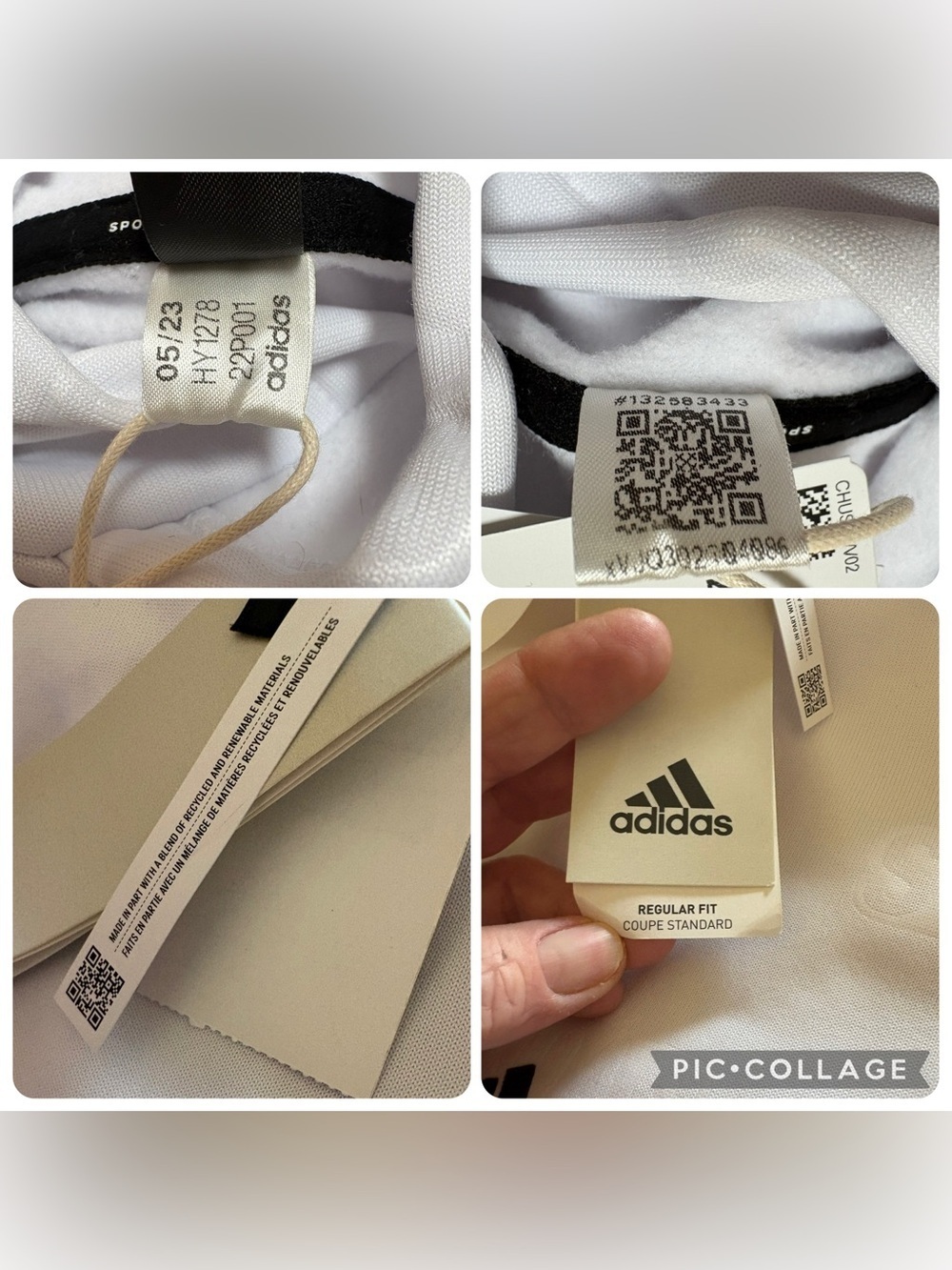 adidas Embossed All Over Graphic Love  Hoodie KANGAROO Pocket Sz L NWT FIRM - Picture 9 of 11